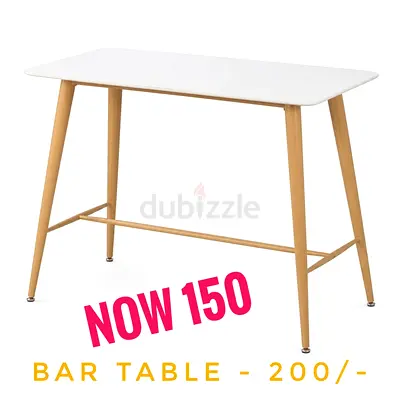 White Top Wooden Bar Table - Compact High Counter Table