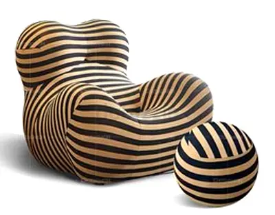 Unique Striped Accent Lounge Chair with Matching Cushion