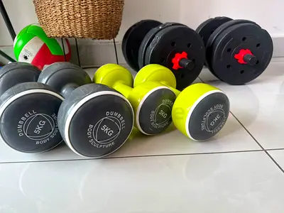 Adjustable Dumbbell Set with Plates and Fixed Dumbbells (3kg & 5kg)