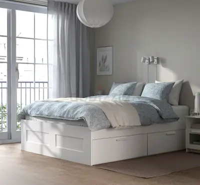 IKEA BRIMNES - Bed frame with 4 large drawer storage,180x200 cm