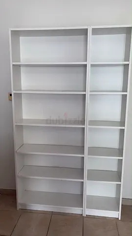 White Tall Wooden Bookcase Set