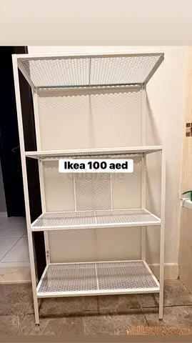 IKEA white metal shelving unit - 4-tier, sturdy storage (100 AED)