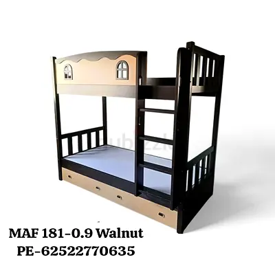 Wooden Walnut Bunk Bed with Storage Drawers - MAF 181-0.9