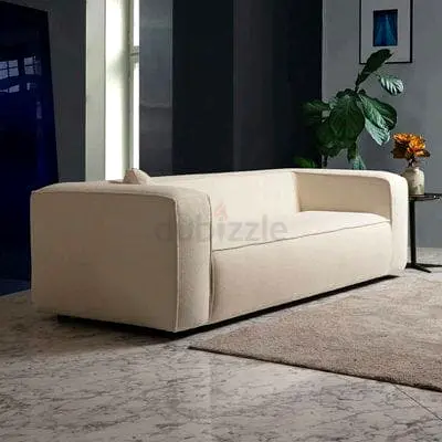 Minimalist 3-Seater Cream Fabric Sofa