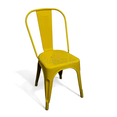 Yellow Metal Bistro Chair - Industrial Style