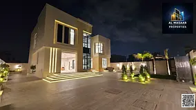 Own the largest villa in Al Yasmin area, 8000 sq ft, with 6 bedrooms, a swimming pool, and a large g
