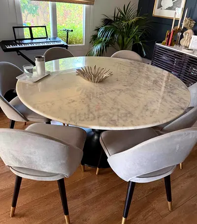 Natural Marble Dining table with chairs