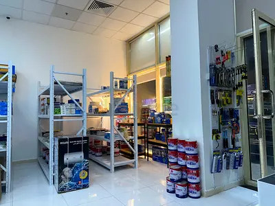 Light-duty metal storage shelving units — shop display