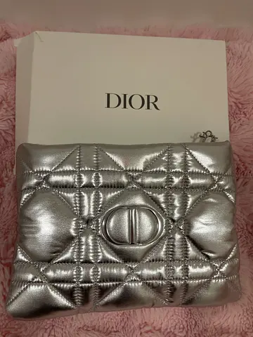 Silver quilted clutch bag - Dior style (used)