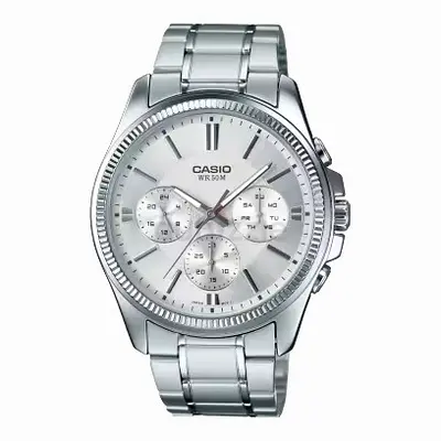 Casio Men's Stainless Steel Chronograph Watch - Silver, Water Resistant