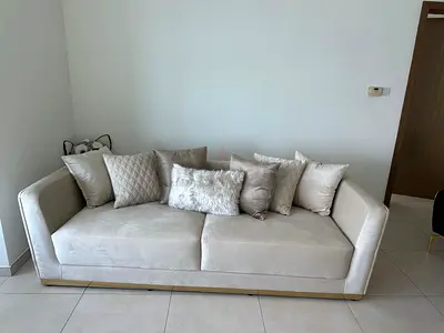 Deep Beige 3-Seater Sofa with Cushions - Modern Design