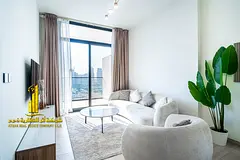 Largest studio apartment divided into two sections, semi-separate kitchen, furnished, for monthly re