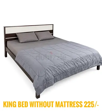 PAN Home King Size Wooden Bed Frame (No Mattress) - Dark Brown with White Panel