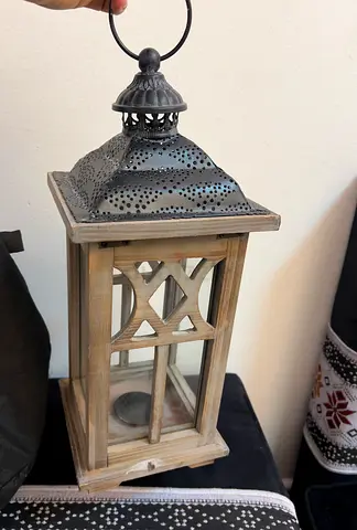 Decorative Wooden and Metal Candle Lantern