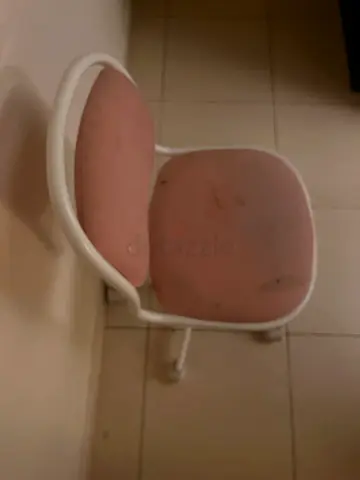 Free Single pink padded dining/desk chair with white frame (used)