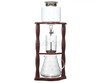 Hario Cold Brew Drip Coffee Maker with Wooden Stand and Glass Carafe