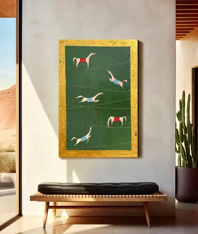 Abstract Equestrian original painting