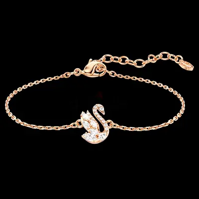 Swarovski Crystal Swan Bracelet - Rose Gold