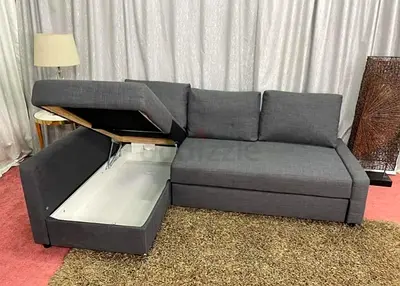 IKEA L shap Sofa store cum bed you can fix the storage lift or Right any side you want is available