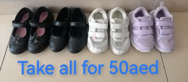 Sets of girls school shoes all for 50aed