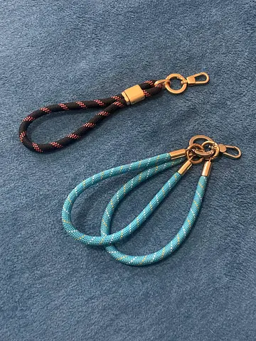 Set of 2 Wrist Keychain Straps (Turquoise & Black)