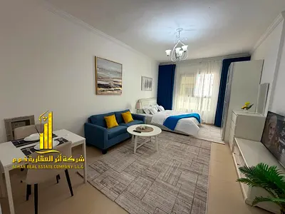 Luxury studio with separate kitchen, furnished with hotel-style furniture, available for monthly rent in Ajman - Al Jurf 2 - Al Yasmin Towers