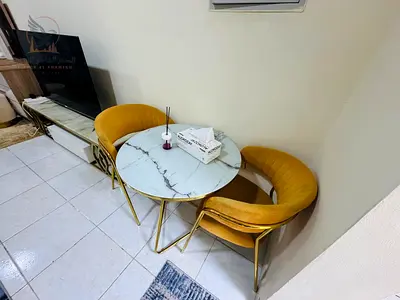 For rent Ajman studio Rashidiya three bills included high efficiency AC elegant luxury furniture equipped with all home appliances