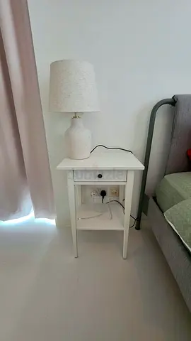 Pair (2x) White Wooden Bedside Table with Drawer and Shelf — Excellent Condition
