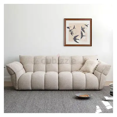 Modern 3+2Seater Plush Beige Sofa - Comfortable Curved Design