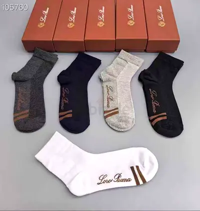 Pack of 5 Loro Piana branded ankle socks - mixed colors, new
