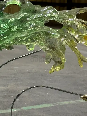 Green Glass Art Sculpture - Decorative Collectible Piece