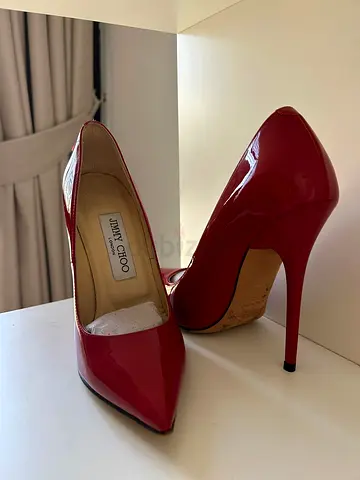 Red patent leather Jimmy Choo high heels, size 35 - good condition. Original box and dust bags