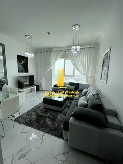 Luxury apartment, second occupancy. One bedroom, living room, and balcony . Ajman, Oasis Tower. Incl