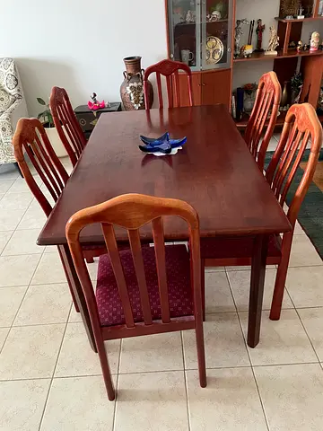 Dining table with 6 chairs plus wall unit