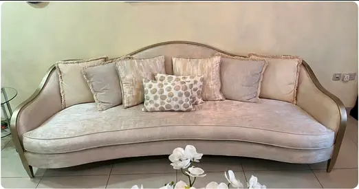 2 Elegant Curved 4-Seater Sofa Set (Two Sofas and Coffee Table) in Excellent Condition