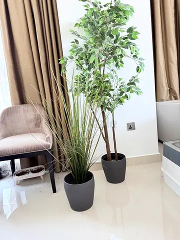 Set of Artificial Plants in Grey Pots