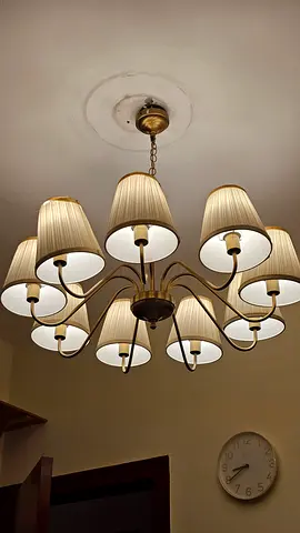 Ikea Large 9-Arm Classic Ceiling Chandelier with Fabric Shades