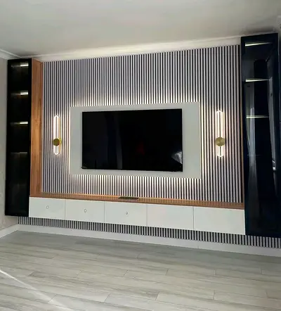 Modern built-in entertainment wall unit with LED backlight