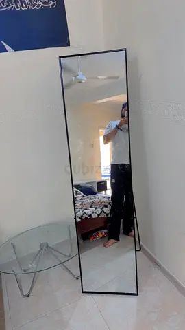 Full-Length Leaning Floor Mirror with Black Frame