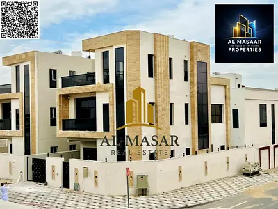 Excellent villa in Al Bahia area, Ajman, with a private pool, distinctive design, freehold ownershi