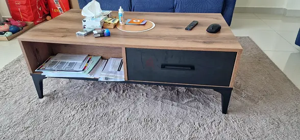 Wooden Coffee Table with Drawer and Open Shelf - Pristine Condition