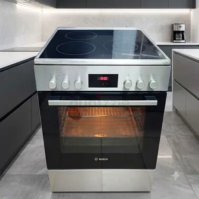 Bosch latest model full electric ceramic 4 hobs stove oven fan cooking range digital touch timer 60x