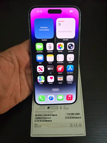 Iphone 14 pro max with Box cable TDRA Emirati Version 128Gb Storage Waterpack 100% Geniune battery