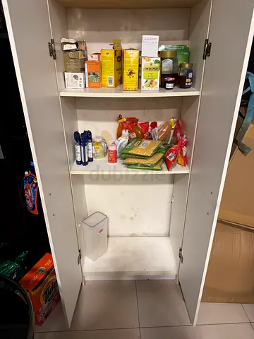 White Kitchen Pantry Cabinet with Shelves - Good Condition