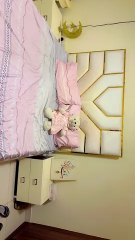 Modern Bed with Upholstered Headboard and Matching Nightstands