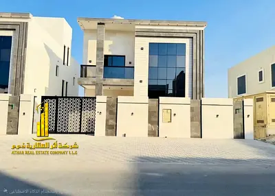 Luxury villa, first occupancy, for annual rent in Ajman - Al Amrah - two floors and a roof, 6 rooms, living room, majlis and large setback
