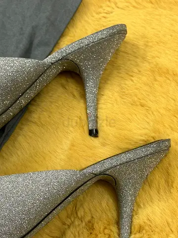 Balenciaga Silver Glitter Knife Pointed Toe Mules Size 37.5