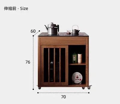 Compact Wooden Kitchen Cart with Storage Shelves and Wheels (70×60×76 cm)