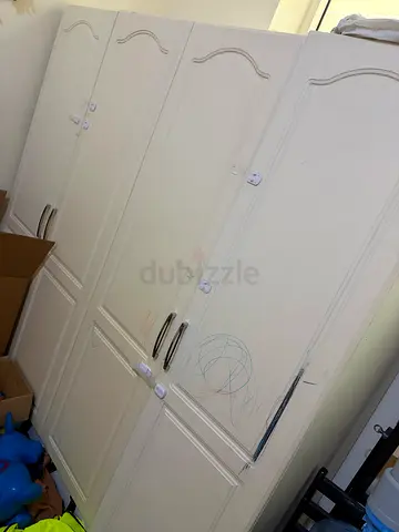 White 4-Door Wardrobe with Drawers — Good Condition
