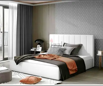 White Faux Leather King Bed with madical mattress